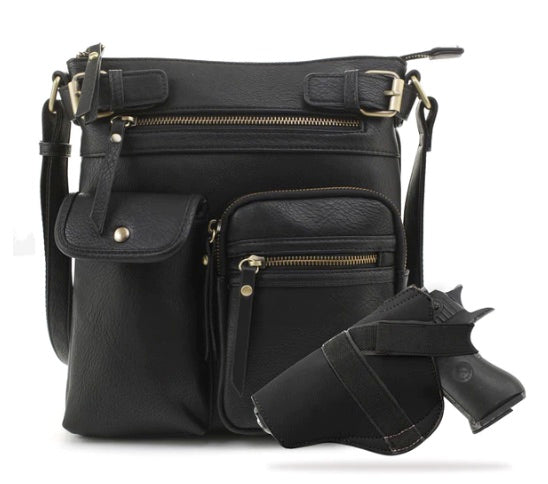 Jessie & James Shelby CCW Lock and Key Crossbody Bag Black 11x9.5x1.5