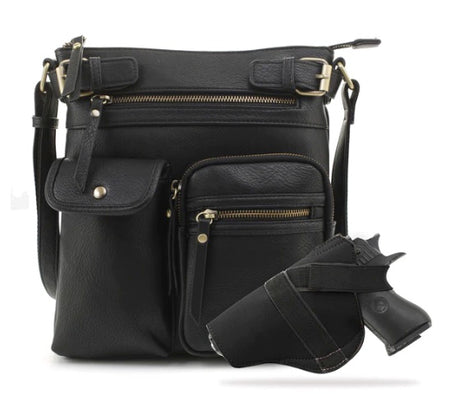 Jessie & James Shelby CCW Lock and Key Crossbody Bag Black 11x9.5x1.5