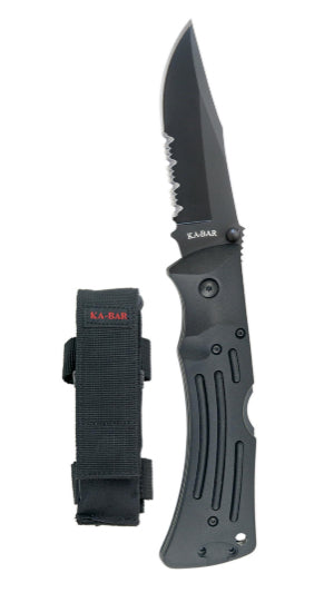 KA-BAR Mule Serrated Folder 3.875 In Clip Point Blade Black with Poly Sheath