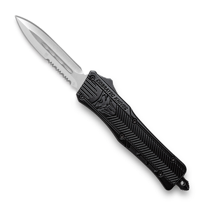 CoBRATec Small OTF Dagger Black Knife Single-Side Serrated