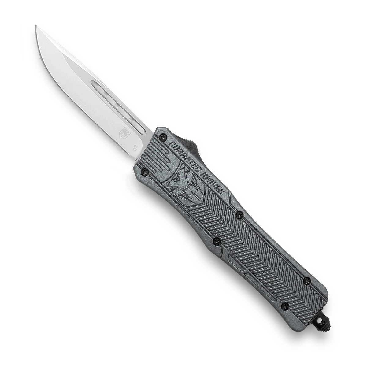 CoBRATec Medium OTF Knife Gray Drop Point Not Serrated