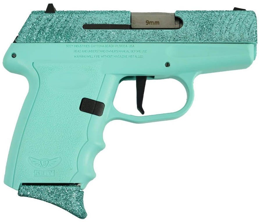 SCCY DVG-1 9mm Pistol - Glitter Sea Mist Slide / Blue Grip