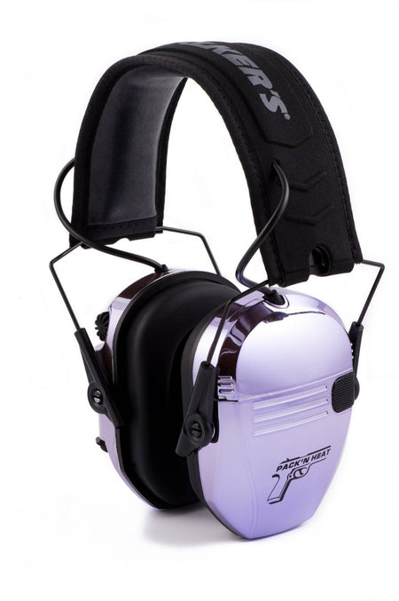 PackNHeat Light Purple Chrome Electronic Earmuff and Eye Protection Set
