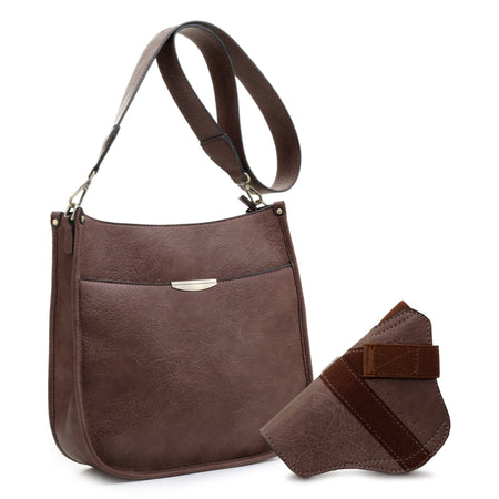 Jessie & James Ava CCW Lock and Key Crossbody Bag Brown (11x11.5x2.75)