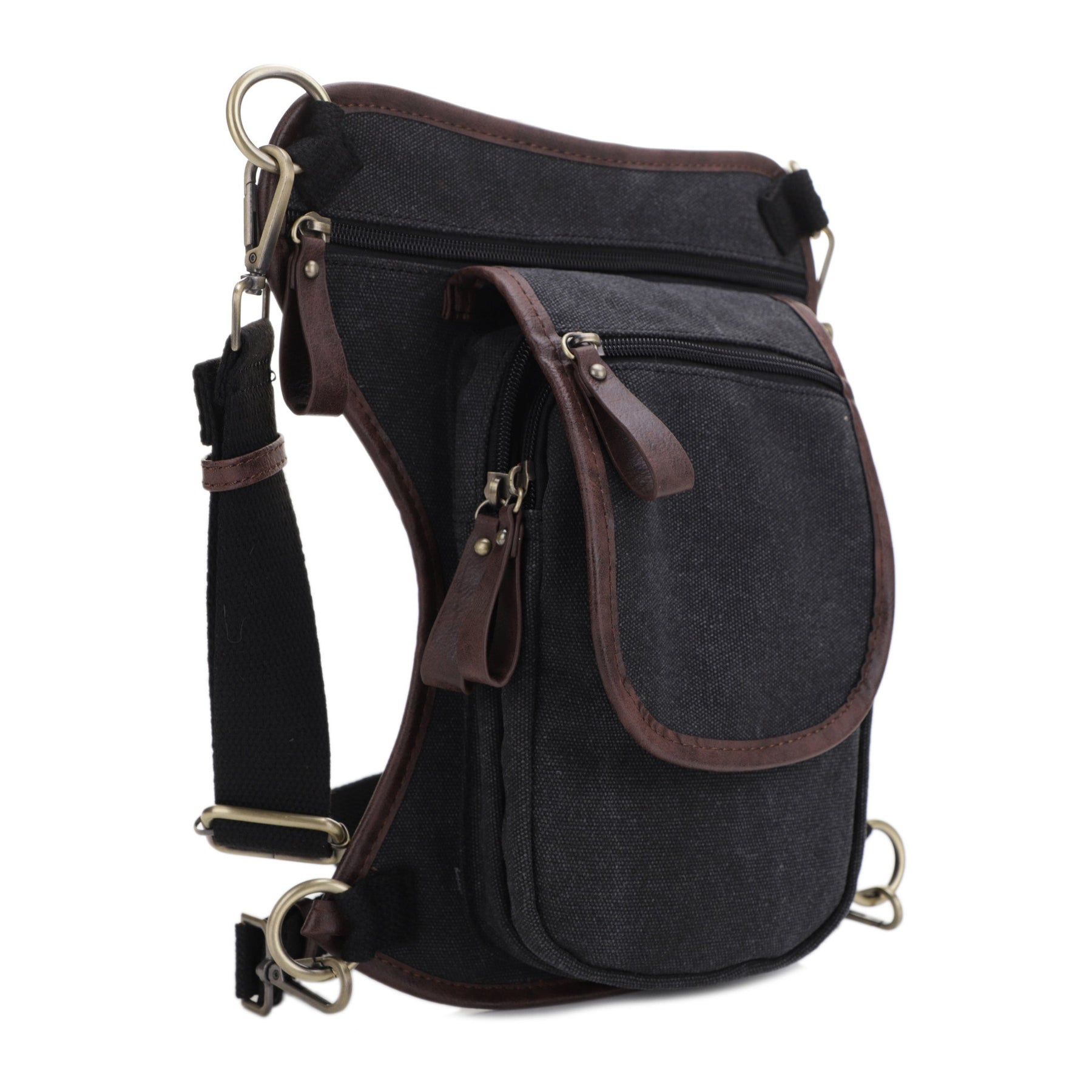 Jessie & James Cougar CCW Canvas Waist & Leg Bag Black (11.5x10x2.5)