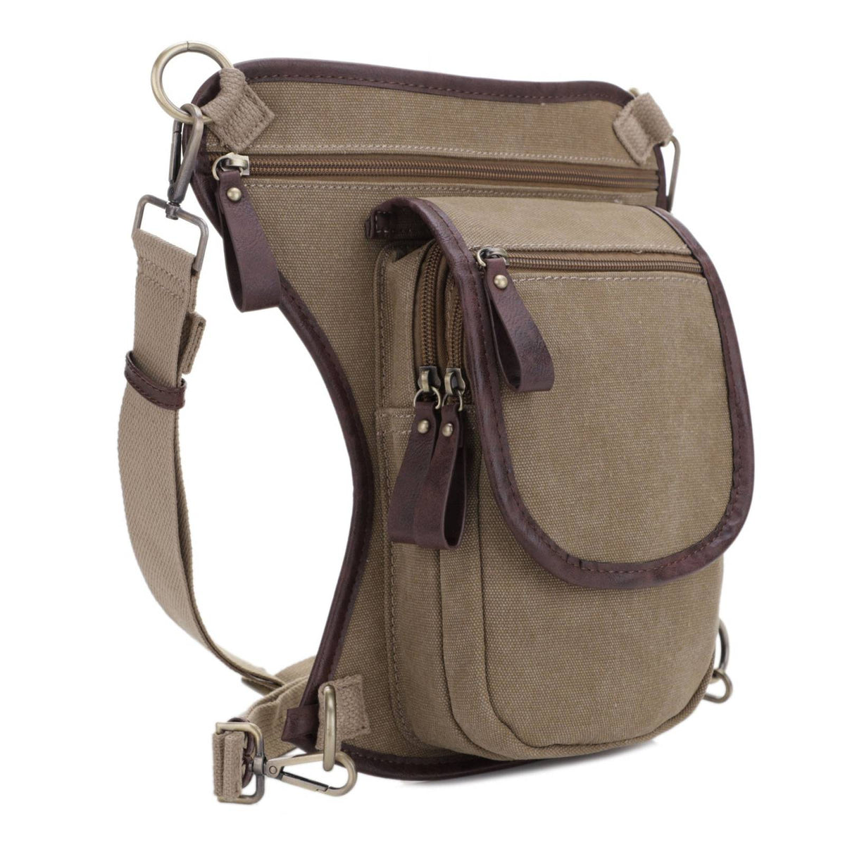 Jessie & James Cougar CCW Canvas Waist & Leg Bag Khaki (11.5x10x2.5)
