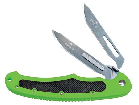 Havalon Piranta-Bolt Shock Green Folding Skinning Knife