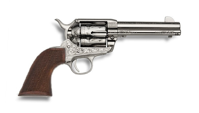 EMF Great Western II US Grant Single-Action .45 Long Colt 4.75" Nickel Finish Engraved Walnut Grip