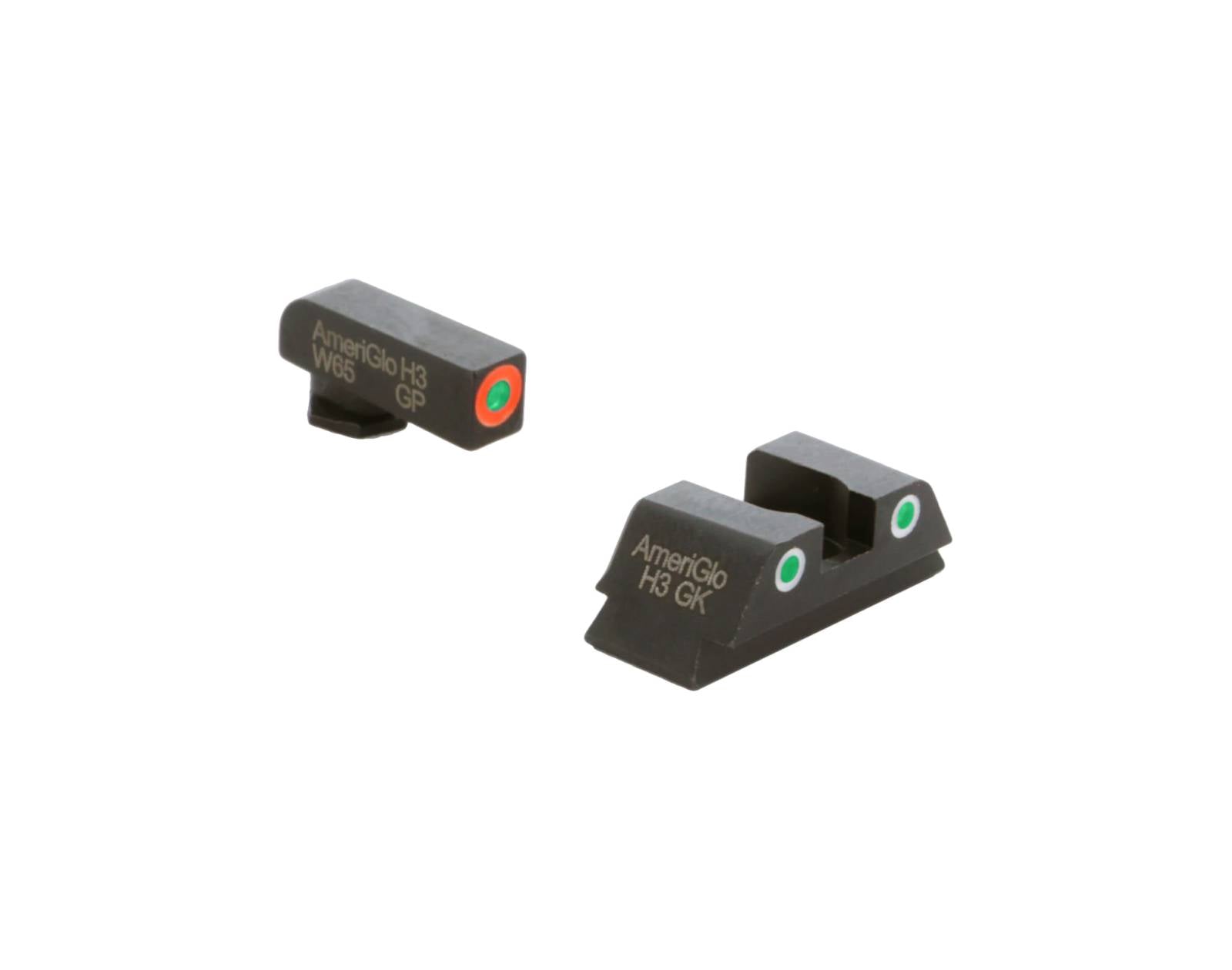 AmeriGlo Glock 42 ProGlo Orange Front Pro Green White Outline Rear Sight Set
