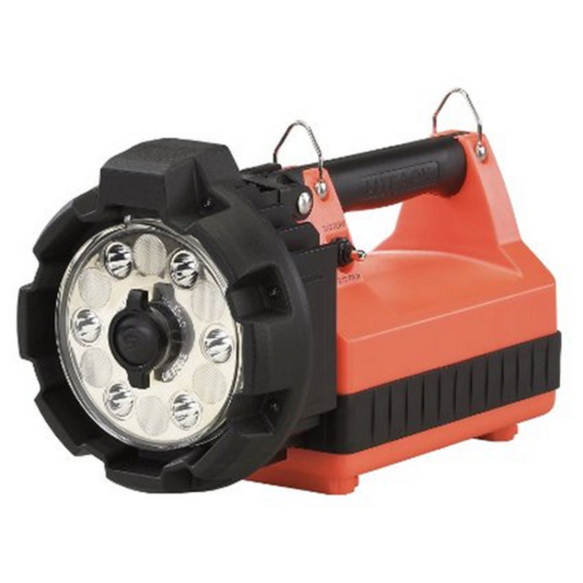 Streamlight E-Flood LiteBox HL Orange Rechargeable Flood Light 120V AC 12V DC with Mounting Rack