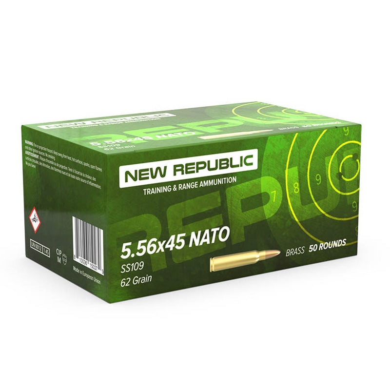 New Republic 5.56x45mm NATO Rifle Ammo Training & Range SS109 Full Metal Jacket FMJ 62 grain 