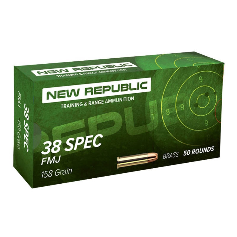 New Republic .38 Special Handgun Ammo Training and Range Full Metal Jacket FMJ 158 grain 