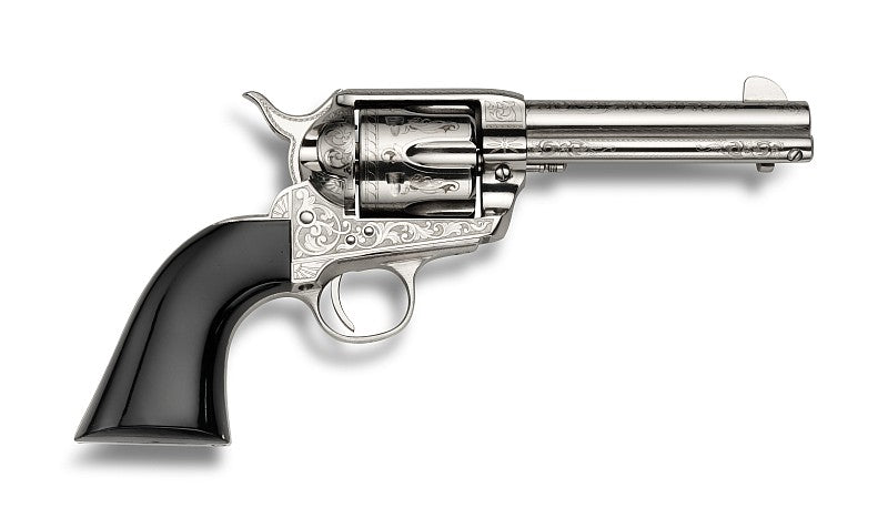 EMF Great Western II US Grant Single-Action .45 Long Colt 4.75" Nickel Finish Engraved Black Varnished Wood