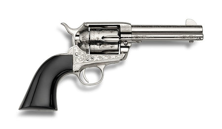 EMF Great Western II US Grant Single-Action .45 Long Colt 4.75" Nickel Finish Engraved Black Varnished Wood