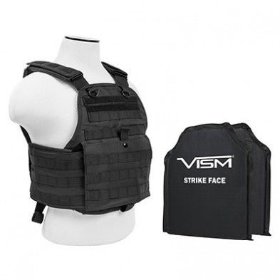NcStar Black Plate Carrier Vest with 10x12 Shooters Cut Soft Panels