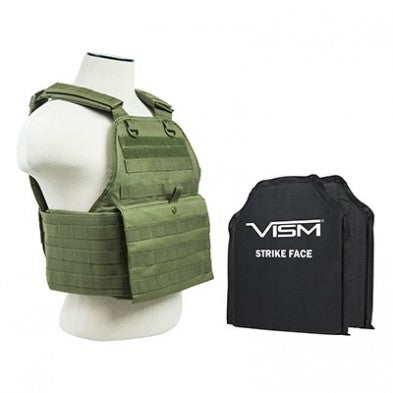 NcStar OD Green Plate Carrier Vest with 10x12 Shooters Cut Soft Panels