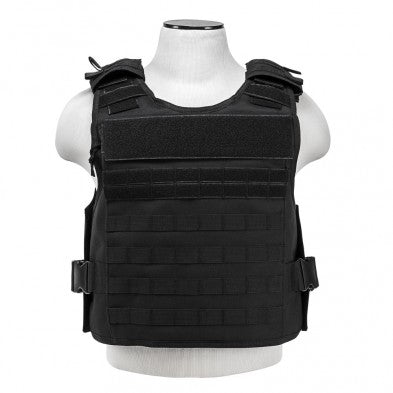 NcStar Black Plate Carrier Vest Medium to 2XL with 2 External Armor Plate Pockets