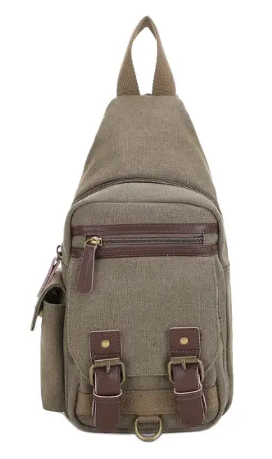 Jessie & James Shasta CCW Canvas Leather Sling Bag Olive (8.5Hx5.5Wx2D)