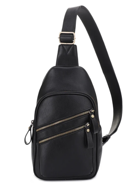 Jessie & James Jeannie CCW 2 Pocket Sling Bag Black (12.5Hx7.5Wx3.5D)