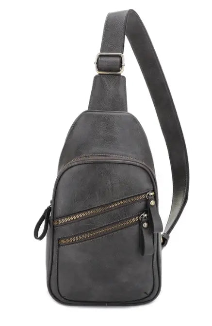 Jessie & James Jeannie CCW 2 Pocket Sling Bag Dark Gray (12.5Hx7.5Wx3.5D)