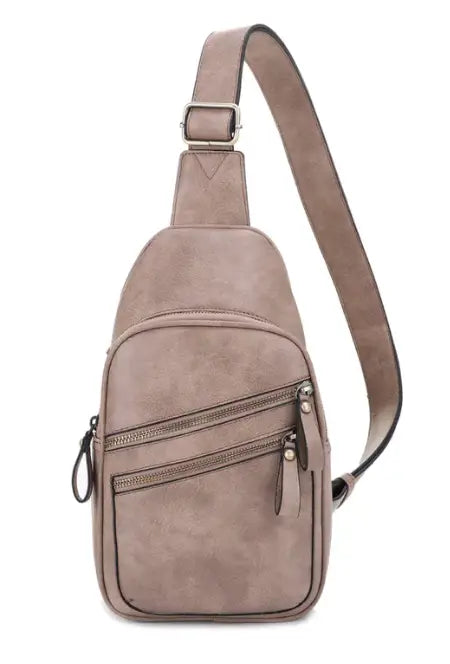 Jessie & James Jeannie CCW 2 Pocket Sling Bag Light Taupe (12.5Hx7.5Wx3.5D)