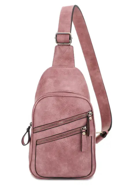 Jessie & James Jeannie CCW 2 Pocket Sling Bag Mauve (12.5Hx7.5Wx3.5D)