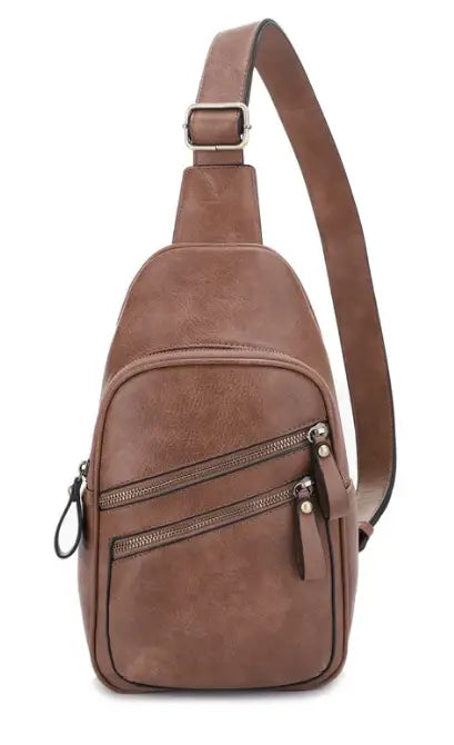Jessie & James Jeannie CCW 2 Pocket Sling Bag Taupe (12.5Hx7.5Wx3.5D)