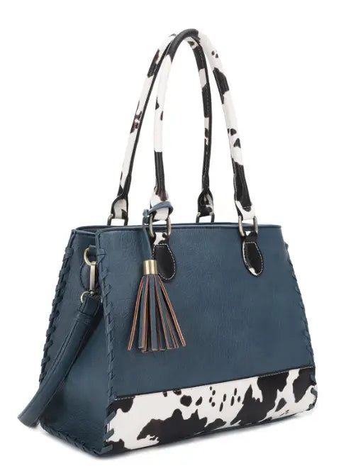 Jessie & James Montana CCW Lock and Key Handbag Teal/Cow (9.75Hx12.5Wx5.25D)