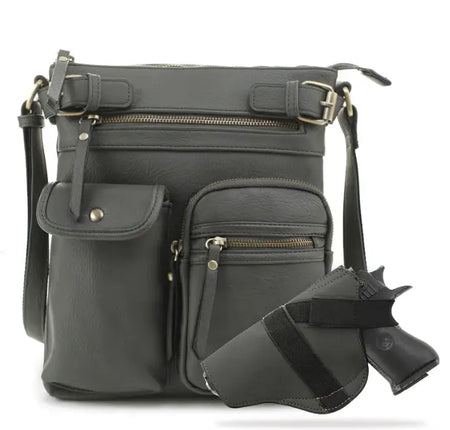 Jessie & James Shelby CCW Lock and Key Crossbody Handbag Dark Gray (11Hx9.5Wx1.5D)