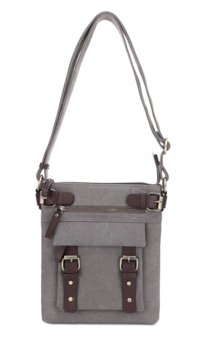 Jessie & James Bailey Canvas CCW Crossbody Bag Gray (10.5Hx9.25Wx1.25D)
