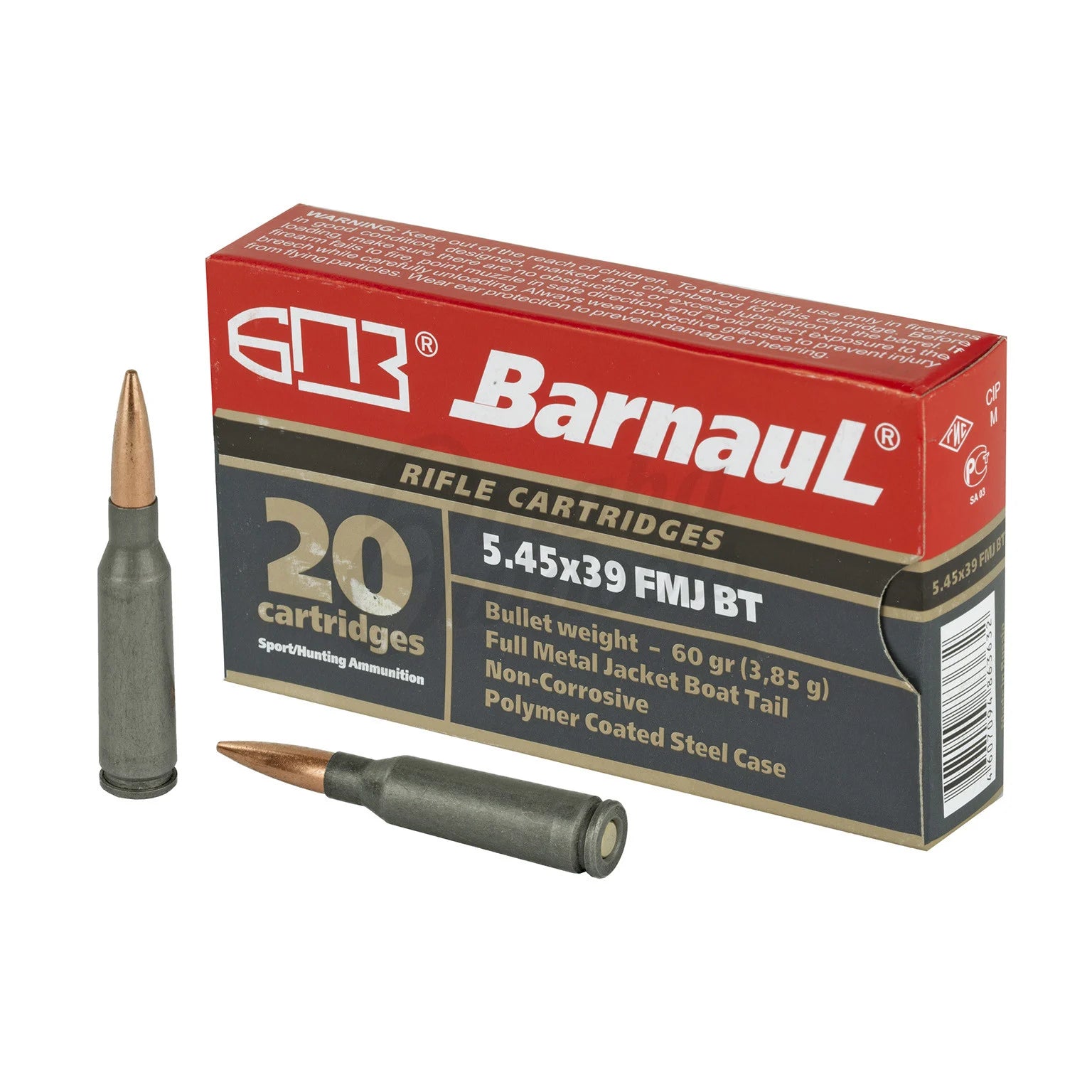 Barnaul 5.45x39mm BRN545x39FMJBT60 Full Metal Jacket Boat-Tail 60 Grain