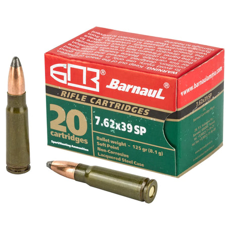 Barnaul 7.62x39mm Rifle Ammo BARNAUL Soft Point JSP 125 grain 