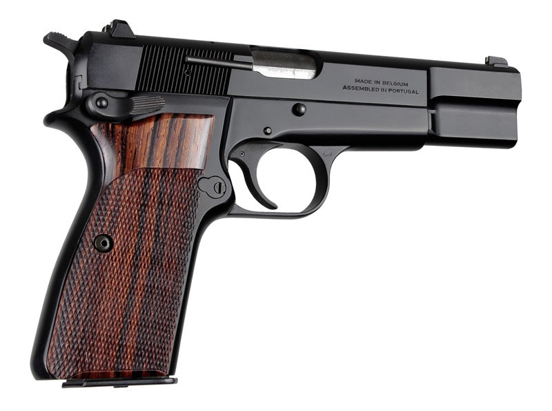 Hogue Browning Hi Power Checkered Cocobolo Wood Grips