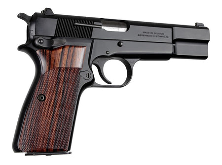 Hogue Browning Hi Power Checkered Cocobolo Wood Grips