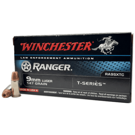 Winchester 9mm Luger / Parabellum Handgun Ammo Ranger T-Series Jacketed Hollow Point JHP 147 grain 
