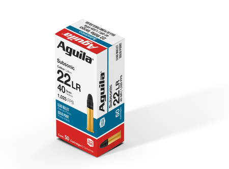 Aguila .22 Long Rifle Rimefire Ammo Subsonic Lead Solid Point Solid 40 grain 