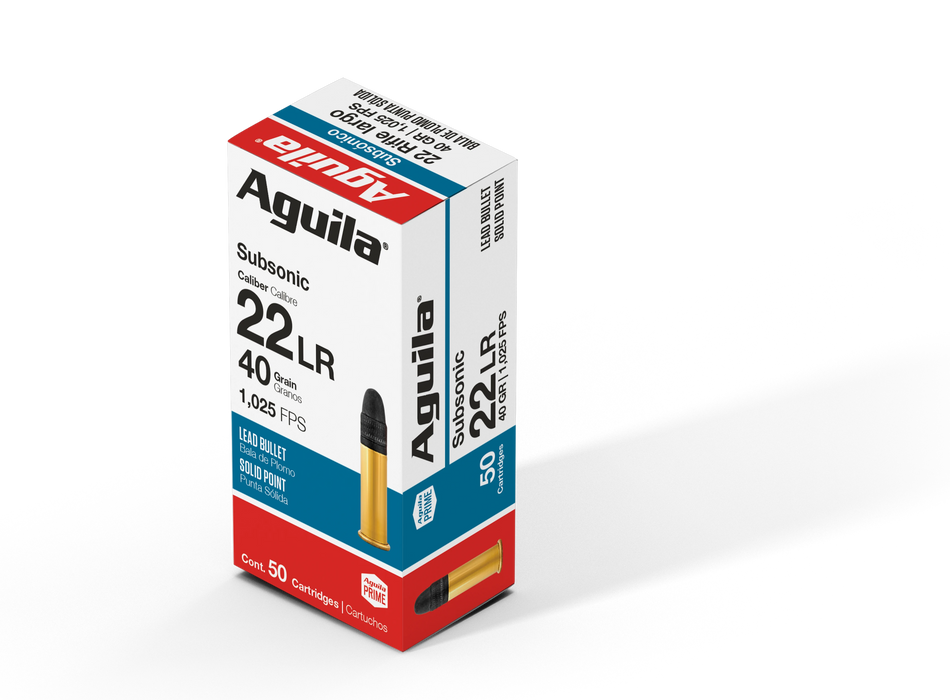 Aguila .22 Long Rifle Rimefire Ammo Subsonic Lead Solid Point Solid 40 grain 