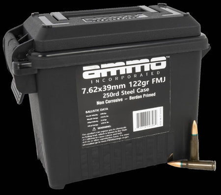 Ammo Inc 7.62x39mm Rifle Ammo Signature Target Full Metal Jacket FMJ 122 grain 