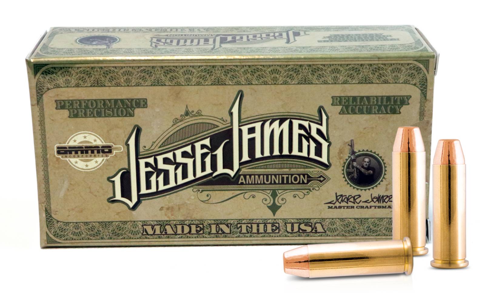 Ammo Inc .38 Special Handgun Ammo JESSE JAMES Total Metal Jacket TMC 125 grain 