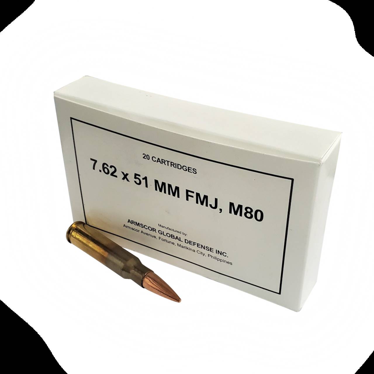 Armscor .308 Win / 7.62x51mm Rifle Ammo ARMSCOR USACenterfire Full Metal Jacket FMJ 147 grain 