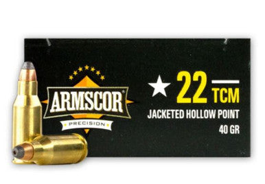 Armscor .22 TCM Handgun Ammo  Jacketed Hollow Point JHP 40 grain 