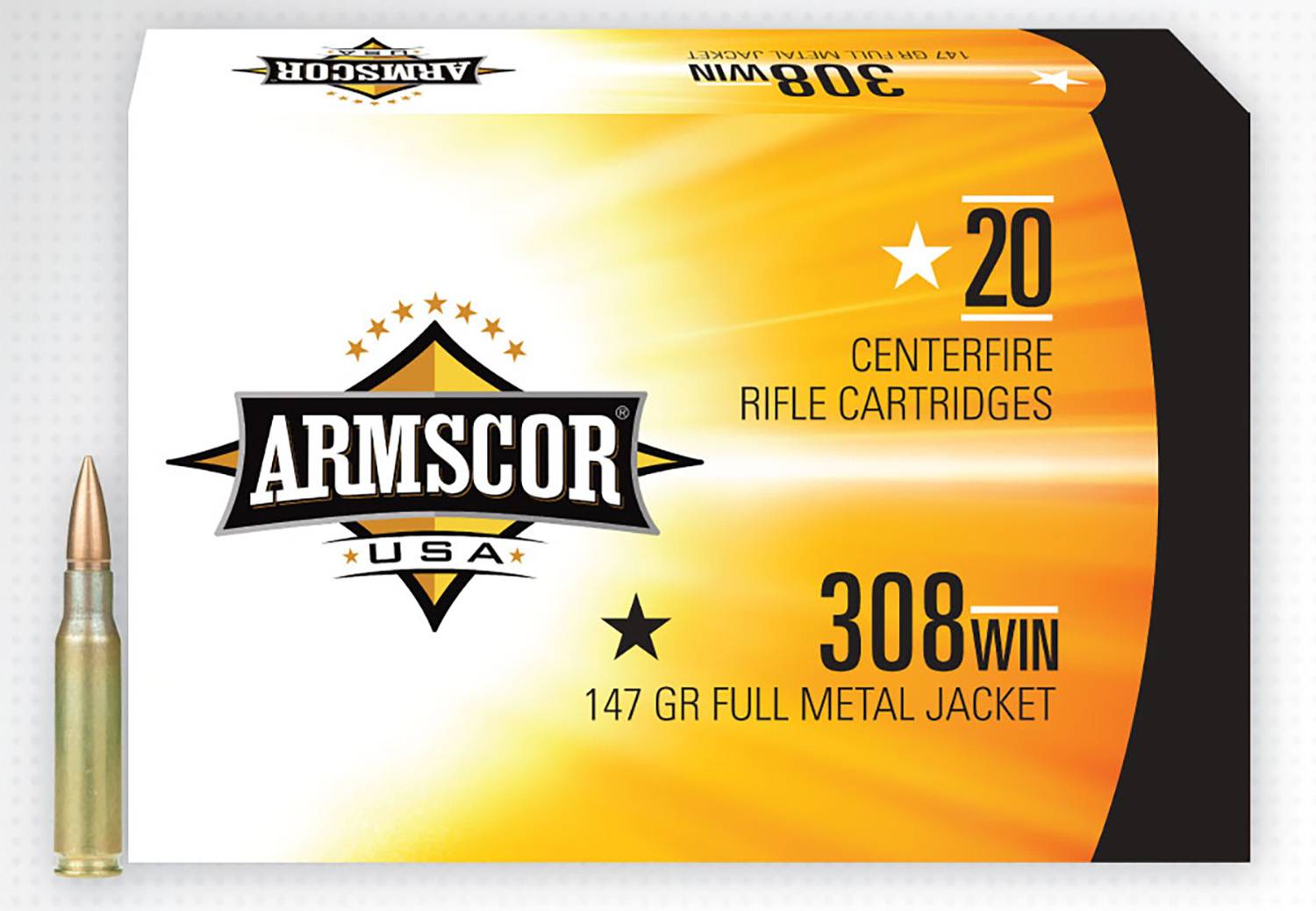 Armscor .308 Win / 7.62x51mm Rifle Ammo  Full Metal Jacket FMJ 147 grain 