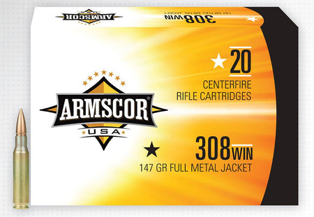 Armscor .308 Win / 7.62x51mm Rifle Ammo  Full Metal Jacket FMJ 147 grain 