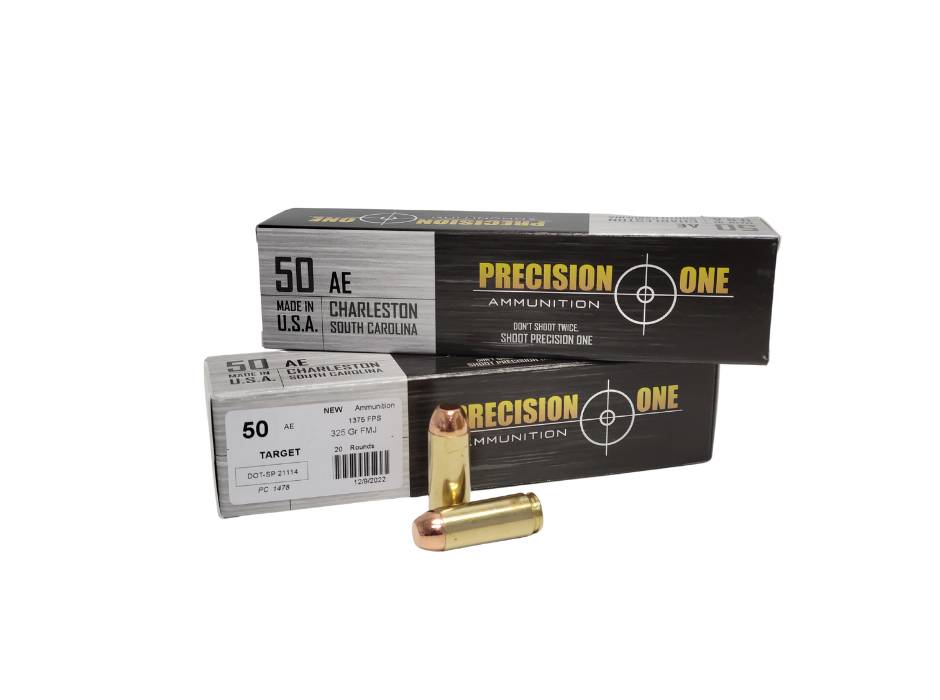 Precision One .50 AE Handgun Ammo  Full Metal Jacket FMJ 325 grain 
