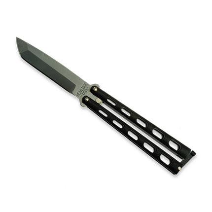 Bear & Sons 5" Black Tanto Armour Piercing Butterfly Knife