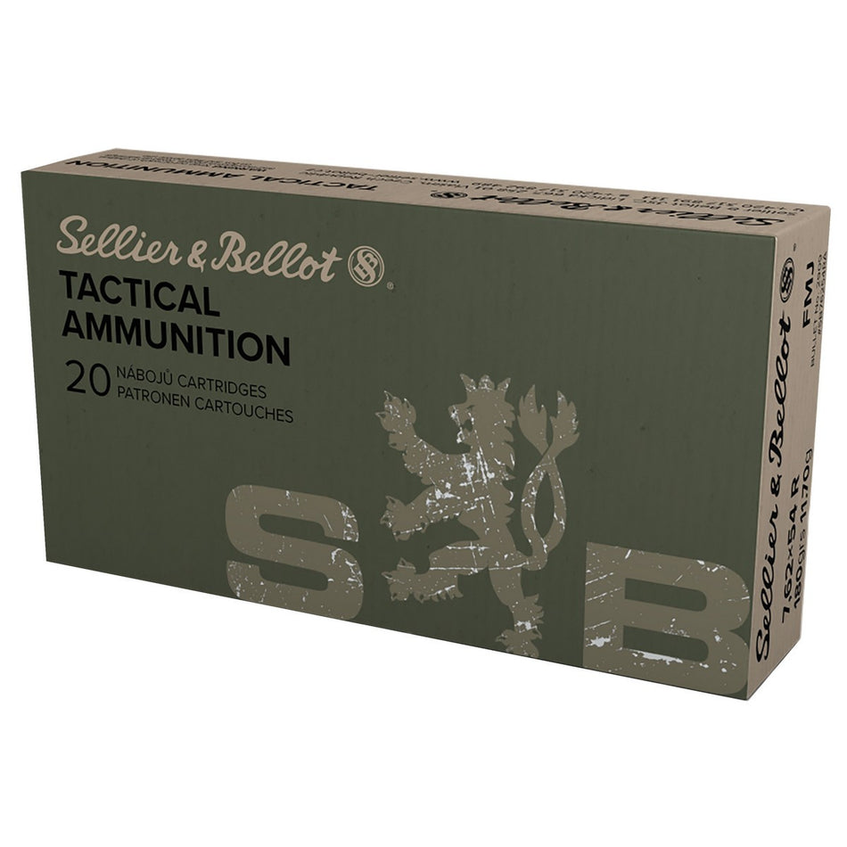 Sellier and Bellot 7.62x54mmR Rifle Ammo SELLIER & BELLOT Full Metal Jacket Target Full Metal Jacket FMJ 180 grain 