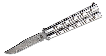 Bear & Sons 5-Inch Damascus Butterfly Balisong Knife Stainless