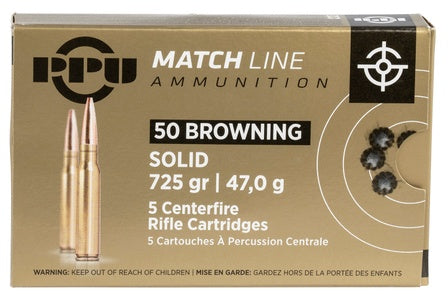 Prvi Partizan .50 BMG Rifle Ammo PPU Target Full Metal Jacket Solid (FMJS) FMJ 725 grain 