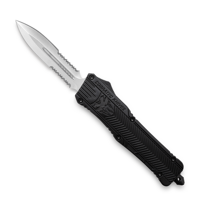 CobraTec Large OTF Black Dagger Knife Double-Side Serrated