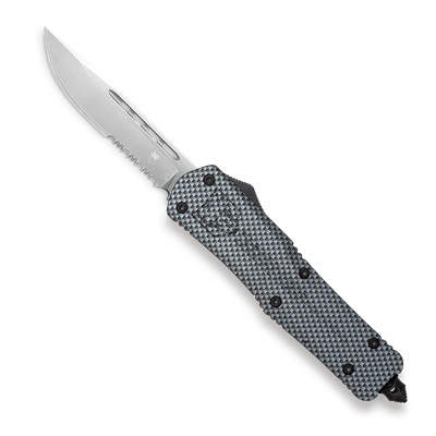 CoBRATec Medium FS-3 Carbon Drop Point OTF Knife Serrated